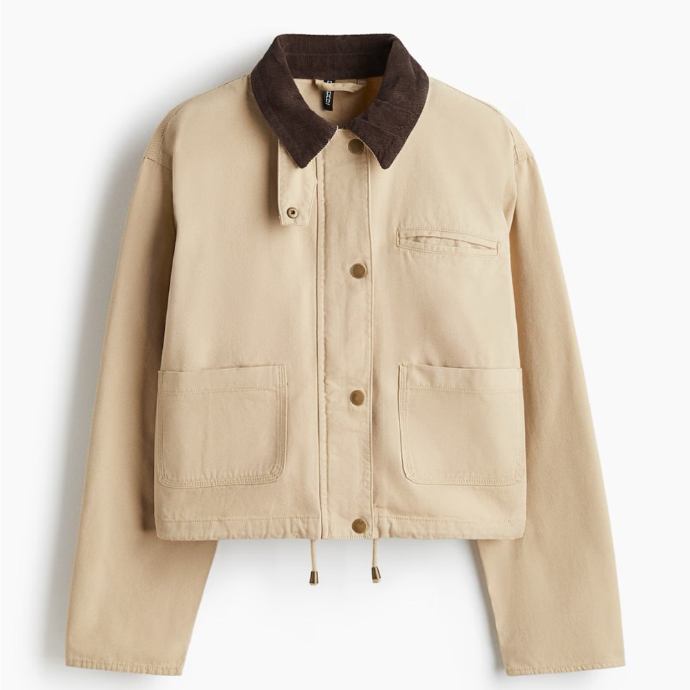 H&M Stylish Cream Women's Barn Utility Jacket Size XL